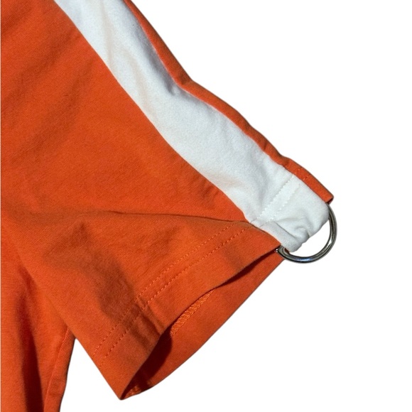 Escada Orange/White Stretch Cotton Jersey Racer Stripe T-Shirt, Size 34/US 4 - Picture 4 of 7
